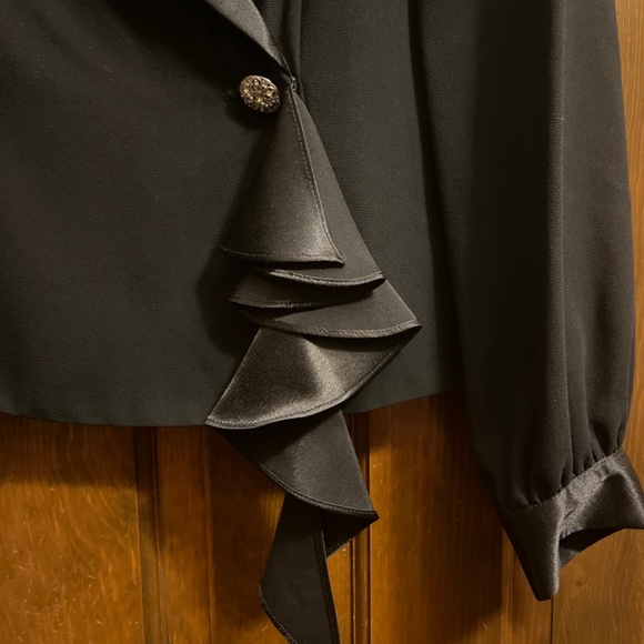 Black Crepe J.R. Nites Evening Jacket with Satin collar.  Sz.14. - Picture 3 of 10